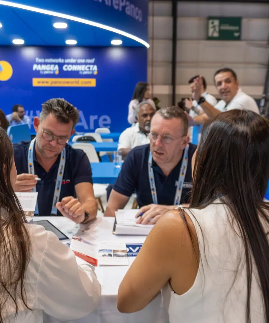 Freight forwarders holding business meetings at the PANCO booth