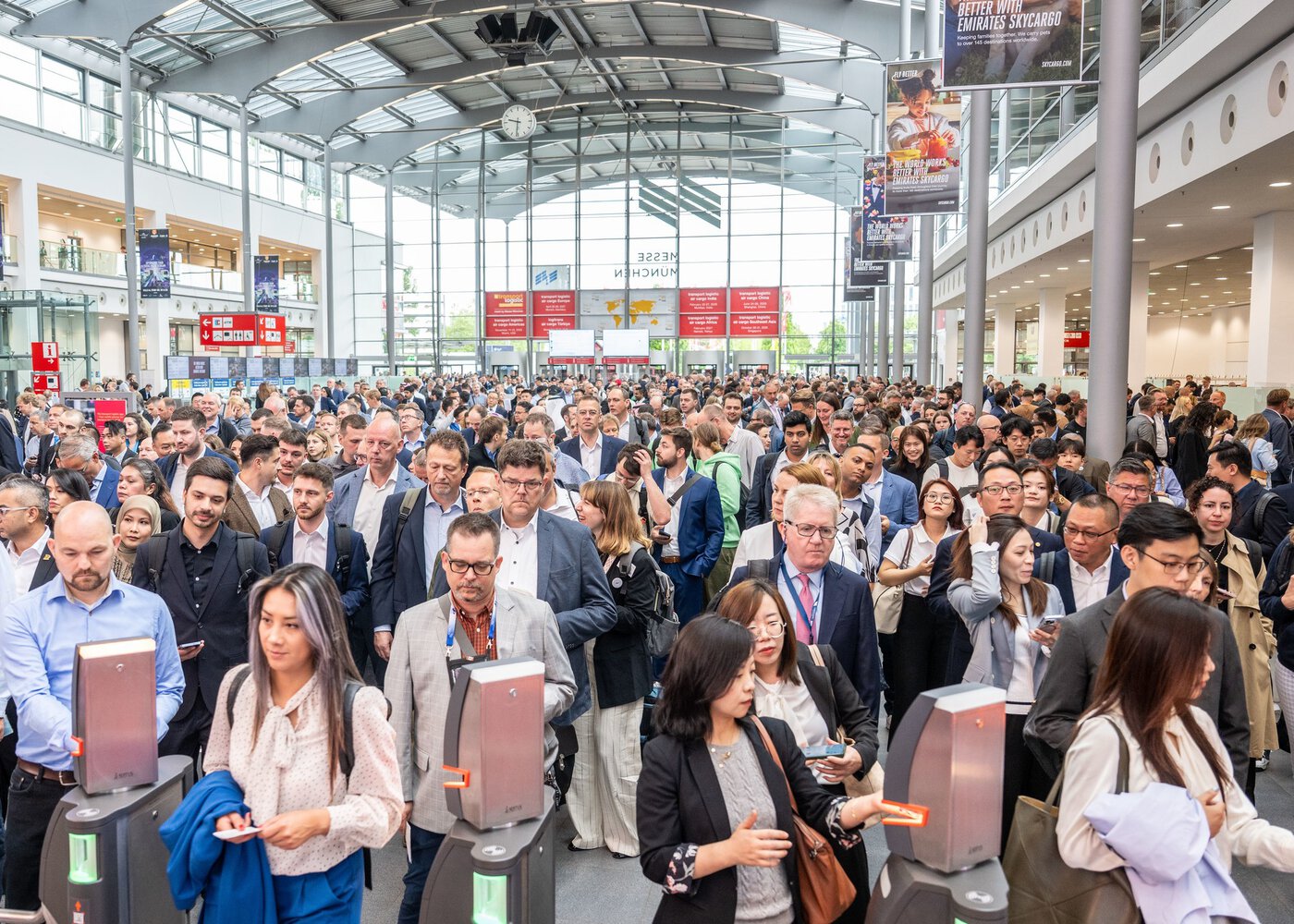 Visitors entering transport logistic at Messe München